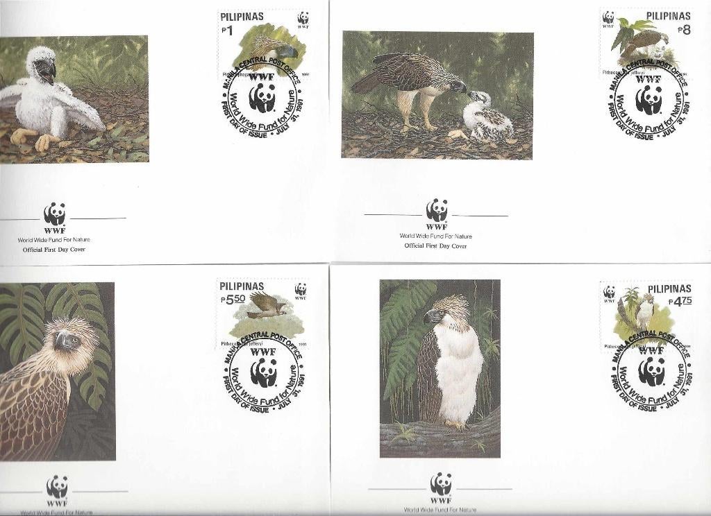 Philipijnen Roofvogels wwf wnf 4 fdc bedreigde diersoorten, Ophalen of Verzenden, Postfris, Oost-Azië