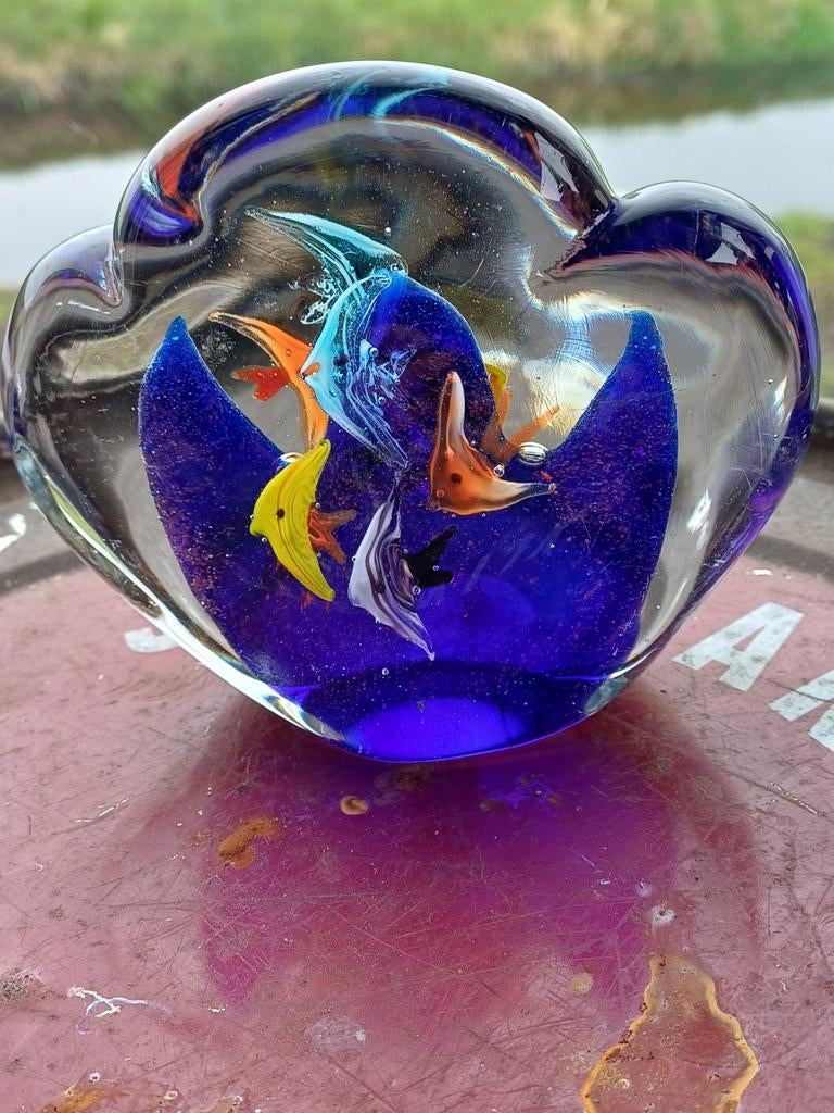 Murano stijl aquarium met vissen, 10x12cm, Ophalen of Verzenden