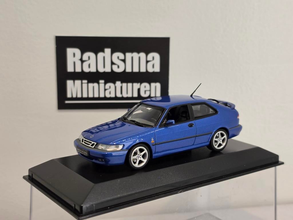 Saab 9-3 Viggen Coupe - Blauw - 1:43 Minichamps, Hobby en Vrije tijd, Modelauto's | 1:43, Auto, Ophalen of Verzenden, Zo goed als nieuw