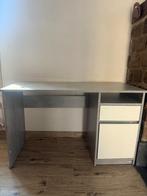 Strak bureau wit/beton 120 cm – met lade & kast, Ophalen, Zo goed als nieuw, Bureau