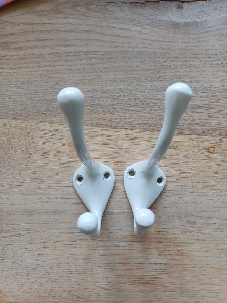 Set van 2 witte wandhaken - kapstokhaken, Ophalen, Gebruikt, Wandhaken, Minder dan 100 cm