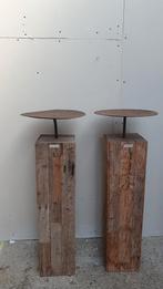 2 mooie pilaren consoles met schaal voor bloempot/bloemstuk, Ophalen, Gebruikt