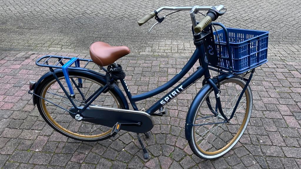 Spirit transportfiets met mand - Donkerblauw, Fietsen en Brommers, Fietsen | Dames | Damesfietsen, Gebruikt, Versnellingen, 50 tot 53 cm