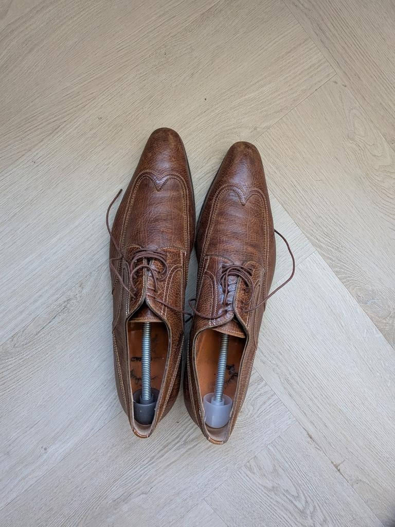 Santoni veterschoenen maat 8,5 (42 plus), Bruin, Ophalen of Verzenden, Santoni, Gedragen