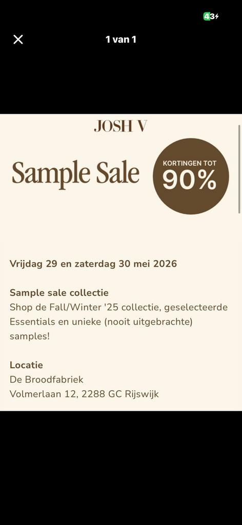 Josh v sample sale