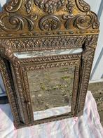 Antieke Messing Halspiegel met Borstel Kastje - Uniek, Ophalen, Rechthoekig, Minder dan 50 cm, Minder dan 100 cm