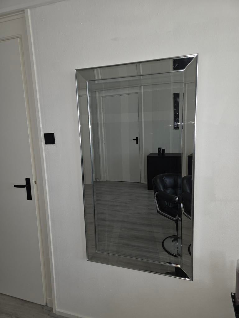 Spiegel met spiegelrand zilver, Huis en Inrichting, Woonaccessoires | Spiegels, Ophalen, Rechthoekig, Minder dan 50 cm, Minder dan 100 cm