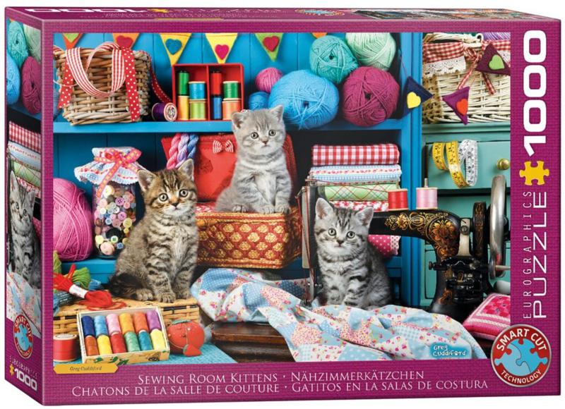 Eurographics - Kittens in the Sewing Room - 1000 stukjes, Ophalen of Verzenden, 500 t/m 1500 stukjes, Nieuw, Legpuzzel