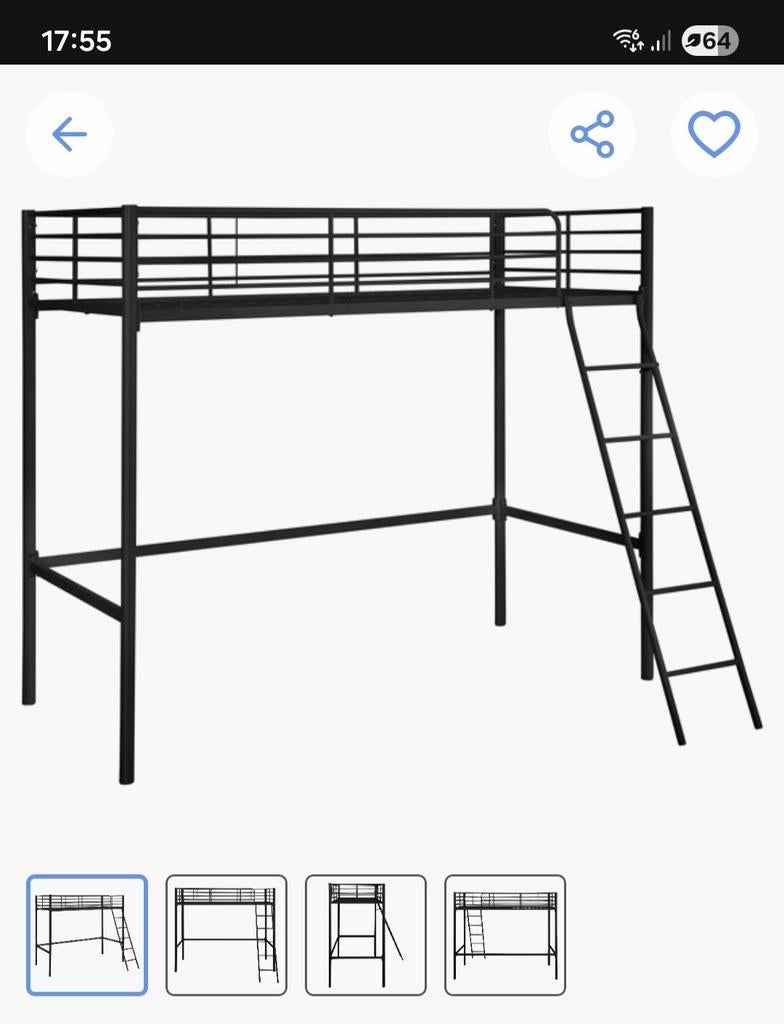 Zwarte ijzeren hoogslaper 1-persoons, Ophalen