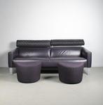 1x Leolux Patachou Bank + Hocker Paars Leer, Huis en Inrichting, Banken | Bankstellen, Niet ingevuld, Gebruikt, 150 tot 200 cm