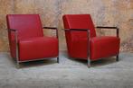 ZGANieuw 2 rode leren Harvink Alowa design fauteuils, Huis en Inrichting, Fauteuils, Harvink, Harvink, Ophalen of Verzenden, Zo goed als nieuw