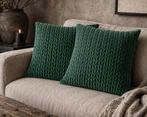 Set van 2 donkergroen velvet Decoratieve Kussens, Huis en Inrichting, Ophalen of Verzenden, Zo goed als nieuw, Groen, Vierkant