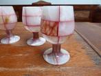 5 mooi vormgegeven onyx glazen op voet, Ophalen of Verzenden
