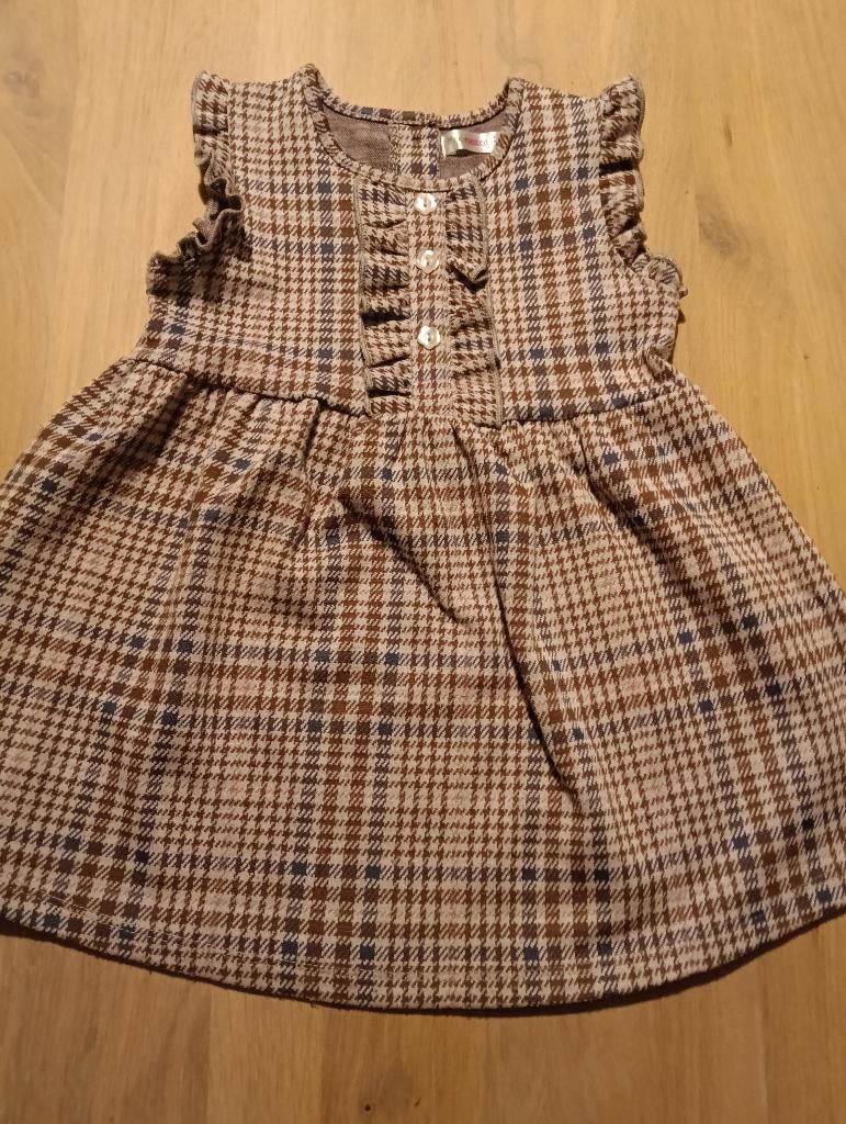 Bruin geruiten jurkje zonder mouwen Prenatal - nieuw, Kinderen en Baby's, Babykleding | Maat 86, Meisje, Jurkje of Rokje, Nieuw