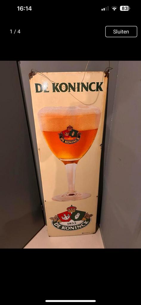 Vintage De Koninck Bier Emaille Reclamebord, Antiek en Kunst, Ophalen of Verzenden