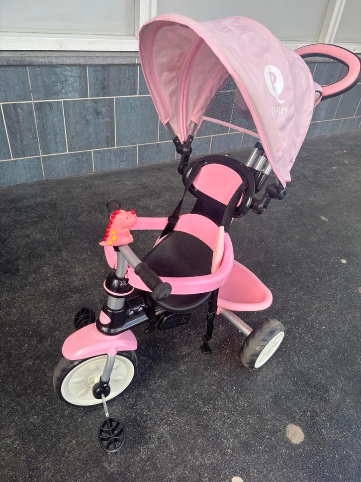 Qplay Kinder Driewieler Roze met Duwstang en Zonnekap, Fietsen en Brommers, Fietsen | Driewielfietsen, Zo goed als nieuw, Ophalen