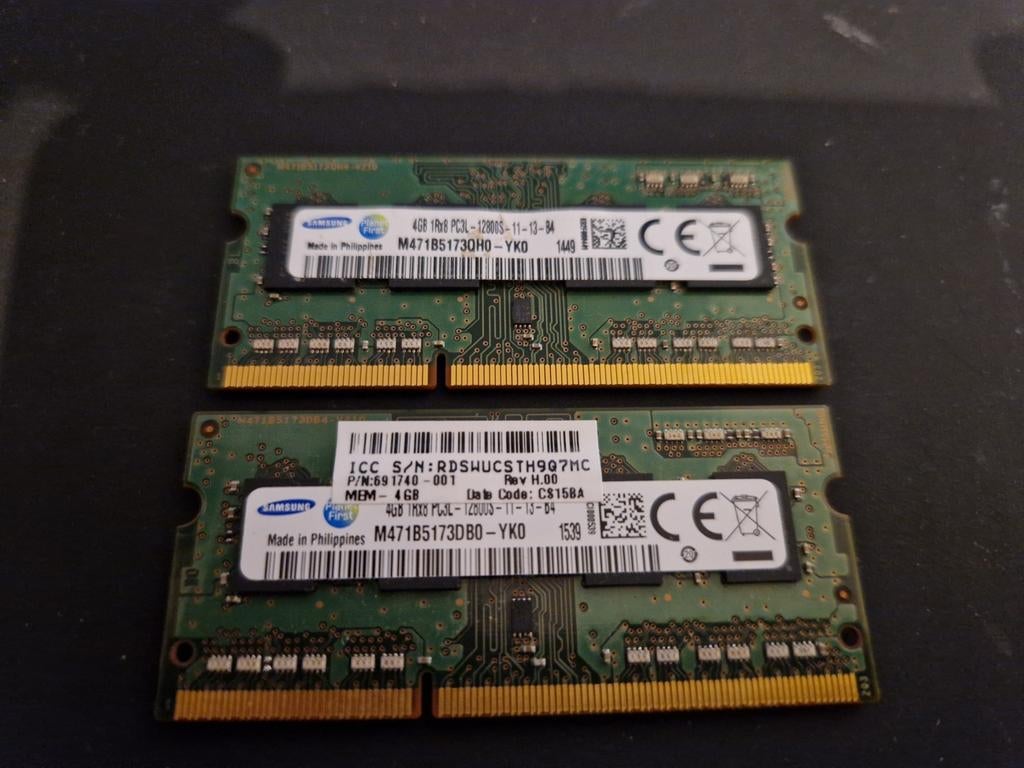 Samsung DDR3 RAM geheugen 2x4GB voor laptop, Computers en Software, RAM geheugen, Ophalen