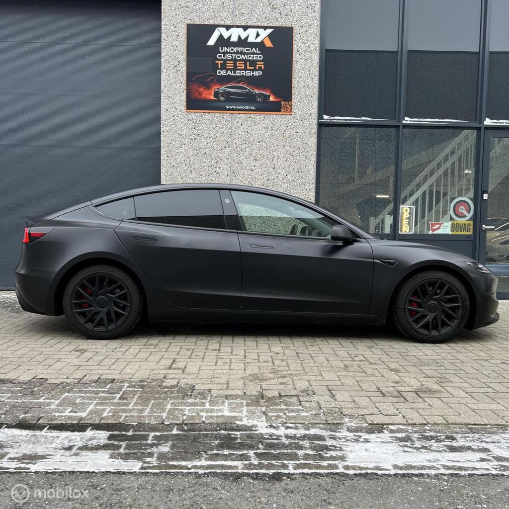 Tesla Model 3 Performance + PILLAR DELETE + TINTED RAMEN, Auto's, Automaat, Zwart, Leder, Vierwielaandrijving