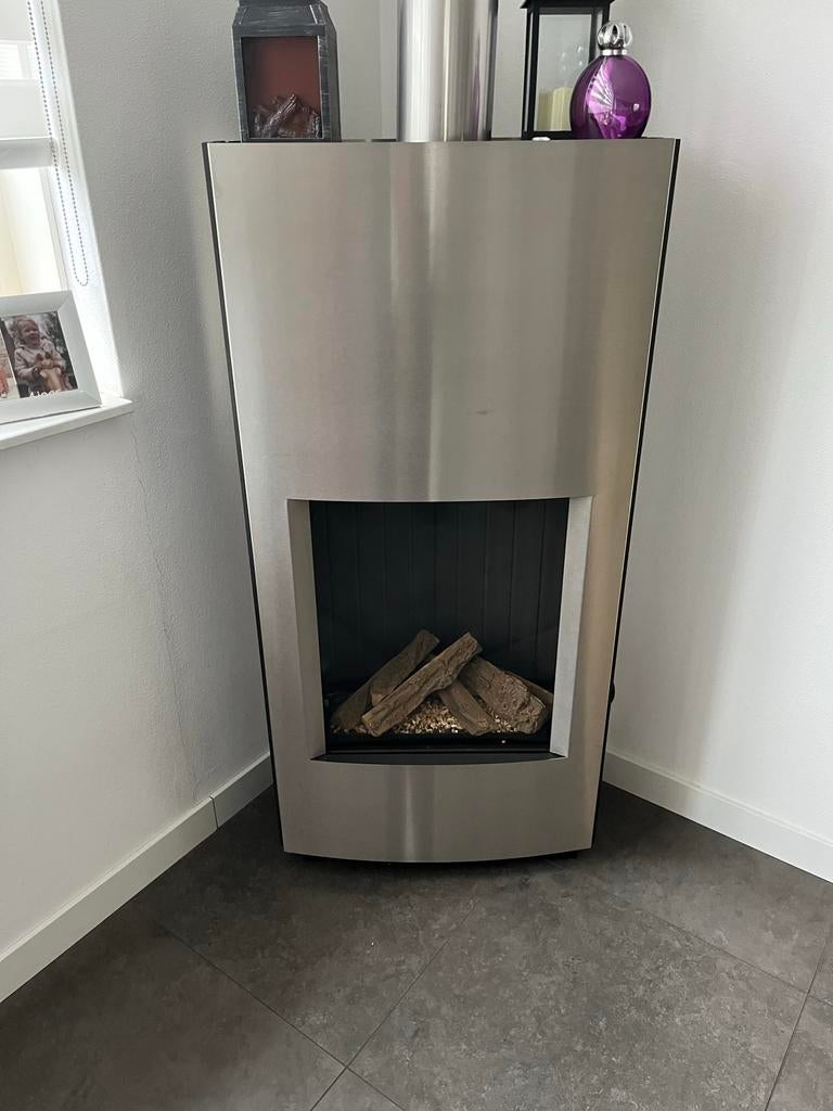 Lumeo gaskachel RVS -, Huis en Inrichting, Ophalen, Gebruikt, Gas, Vrijstaand