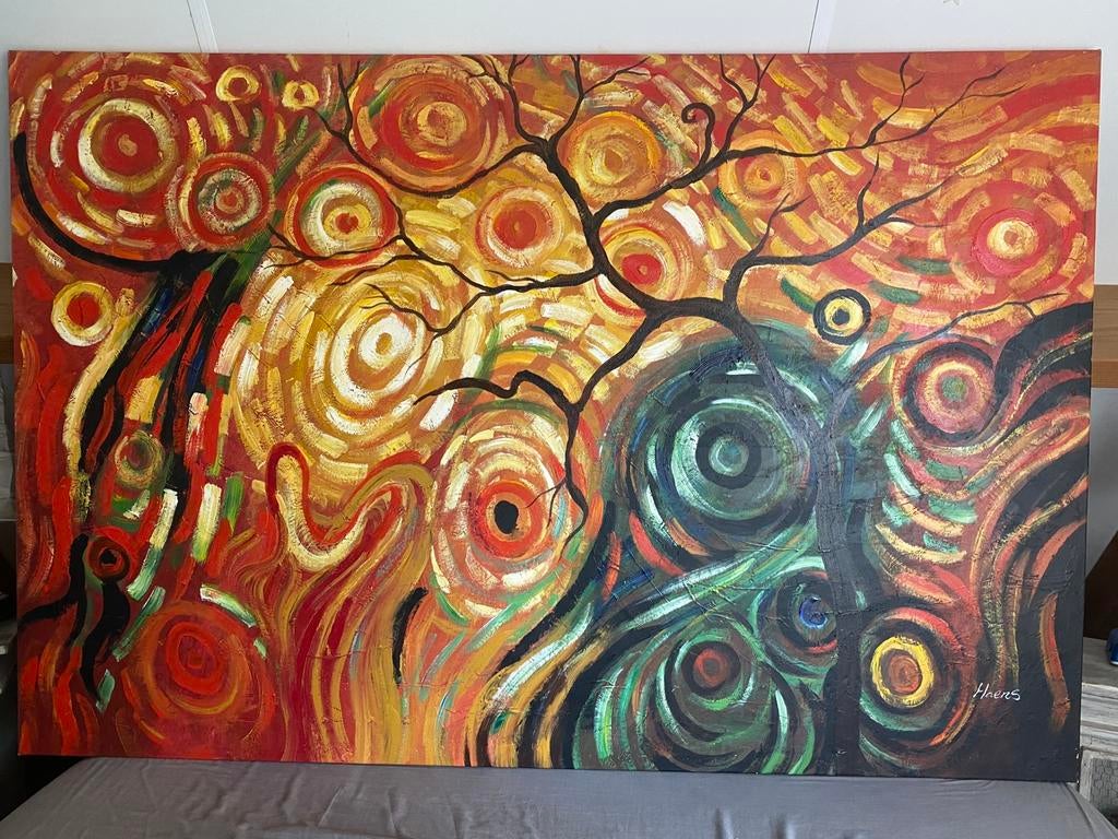 Schilderij Haens, Antiek en Kunst, Kunst | Schilderijen | Abstract, Ophalen