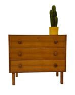 Vintage Ladekast Kastje Jaren 60 Teak Fineer Denemarken, Ophalen, Gebruikt, Eikenhout, Vintage Ladekast