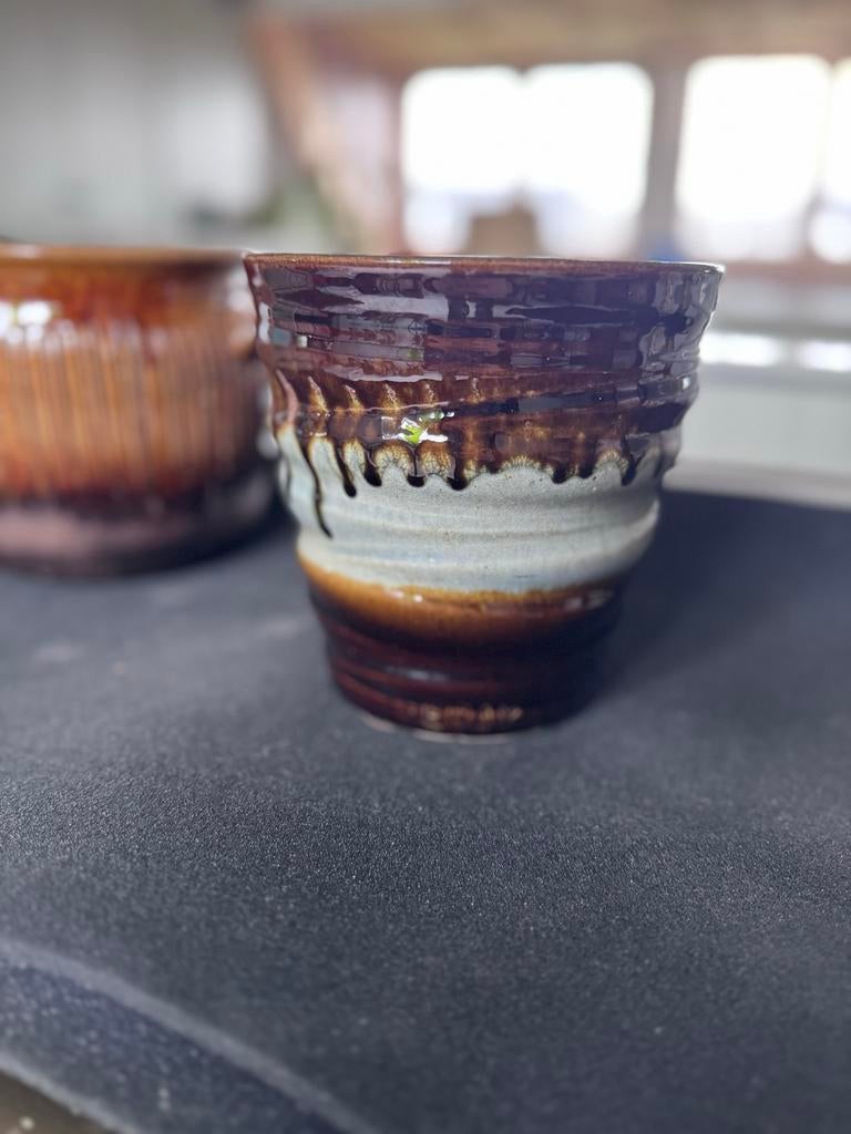 Serax Bloempot - Bruin/Grijs geglazuurd, Tuin en Terras, Bloempotten, Gebruikt, Rond, Binnen, Ophalen of Verzenden