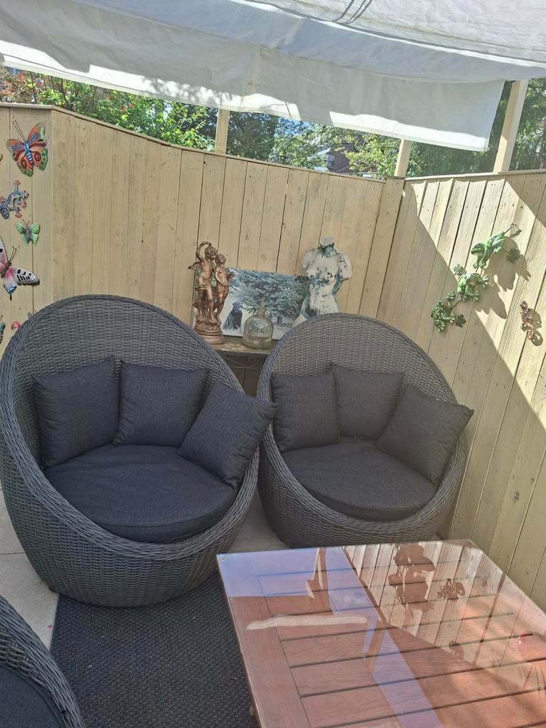 Tuinstoelen wicker antraciet grijs 4 stuks, Tuin en Terras, Tuinsets en Loungesets, Ophalen, 4 zitplaatsen, Zo goed als nieuw