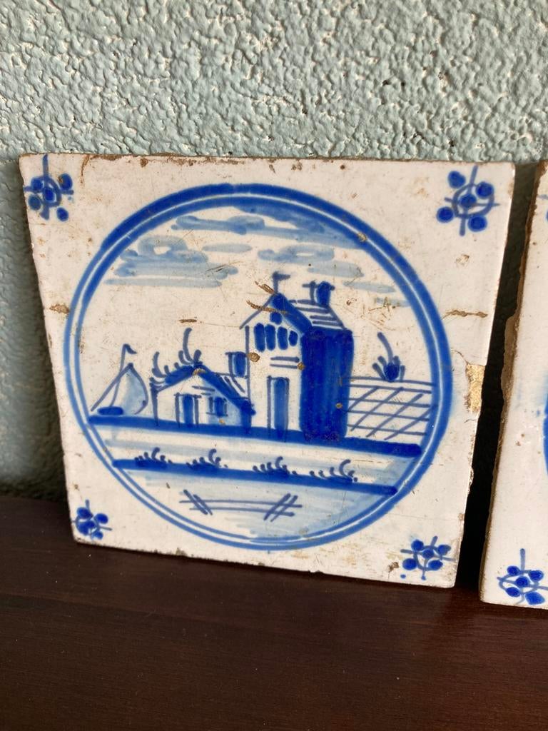 2 oude tegeltjes, Antiek en Kunst, Ophalen