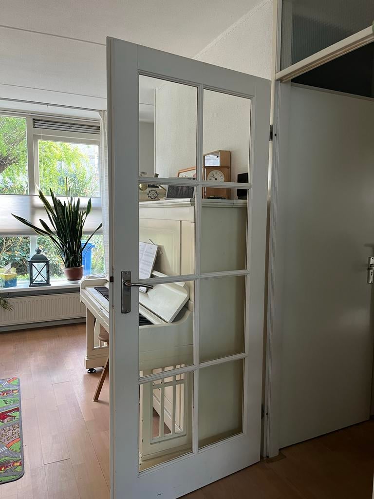 Binnendeur met glaspanelen, Ophalen, Gebruikt, 80 tot 100 cm, Binnendeur