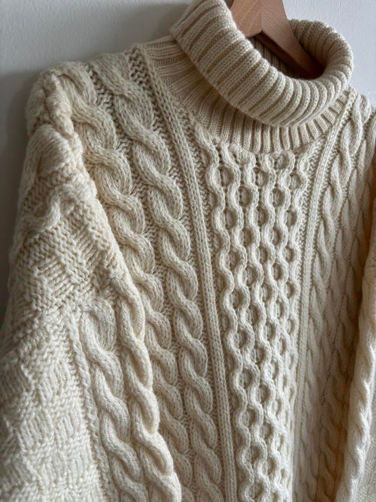 100% wool aran fisherman jumper white cream sz XL, Verzenden, Zo goed als nieuw, Maat 56/58 (XL), Wit