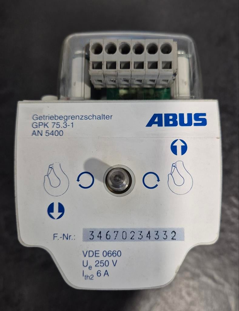 Abus Eindschakelaar GPK 75.3-1 voor Hijslier, Doe-het-zelf en Verbouw, Lieren en Takels, Ophalen of Verzenden