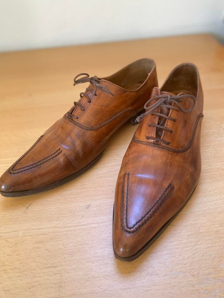 Henrique Enko slanke leren schoenen cognac maat 42, Bruin, Verzenden, Zo goed als nieuw, Veterschoenen