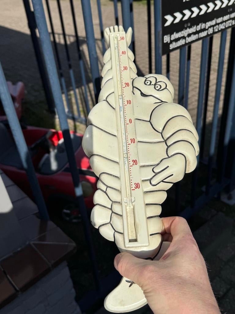 Vintage Michelin Bibendum Thermometer - Buiten/Binnen, Reclamebord, Gebruikt, ., Ophalen of Verzenden