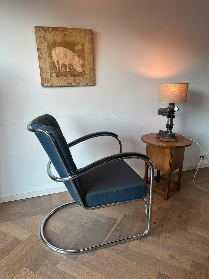 Gispen 412 SGE, Huis en Inrichting, Stoelen, Zo goed als nieuw, Eén, Stof, Blauw, Ophalen