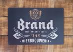 Brand bier brouwerij logo reclamebord van metaal wandbord, Verzamelen, Biermerken, Ophalen of Verzenden, Nieuw, Reclamebord, Plaat of Schild