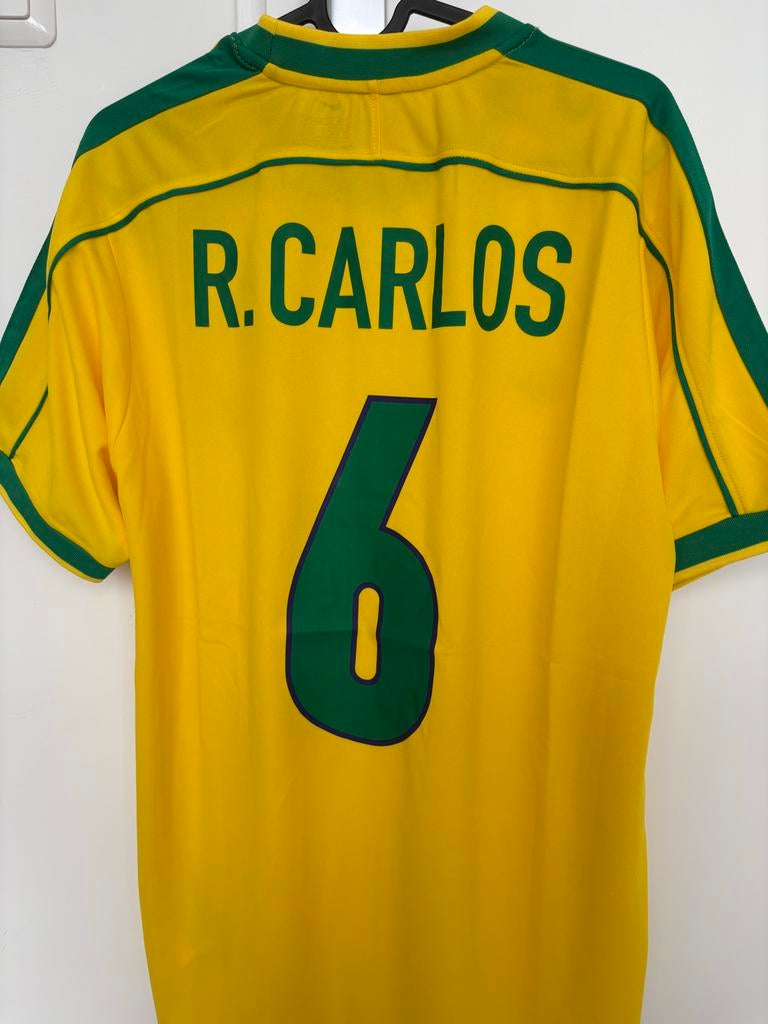 Retro Roberto Carlos WK 1998 Brazilië Thuisshirt Maat L, Sport en Fitness, Voetbal, Nieuw, Shirt, Maat L, Ophalen of Verzenden