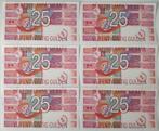 Bankbiljetten 6x 25 gulden 1989 opvolgende nummers UNC, Ophalen, 25 gulden