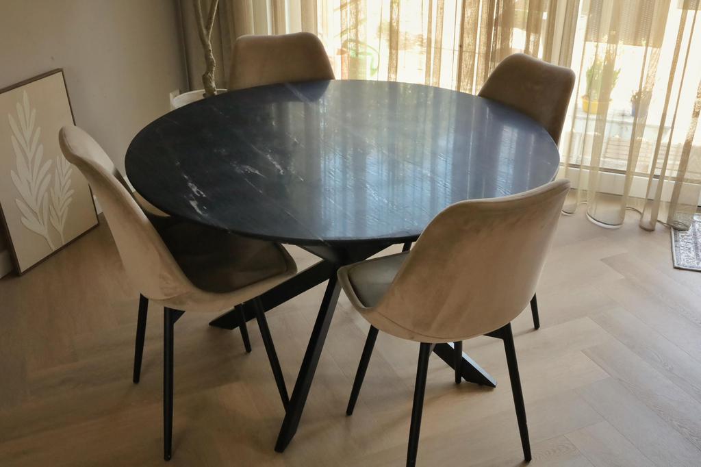 Marmeren ronde eettafel Light & Living, Huis en Inrichting, Tafels | Eettafels, Ophalen, Zo goed als nieuw, Rond, 100 tot 150 cm