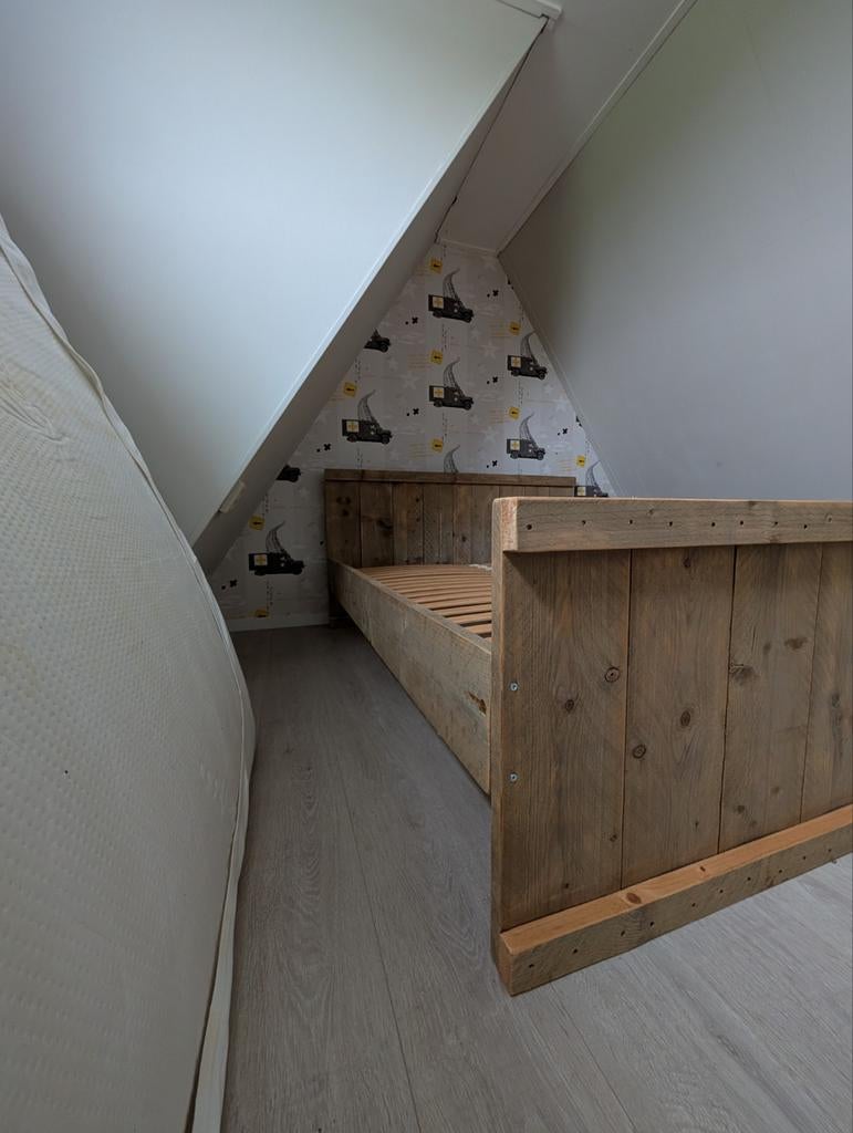 Steigerhout bed 180x200, Bruin, Steigerhout, Tweepersoons, Ophalen of Verzenden