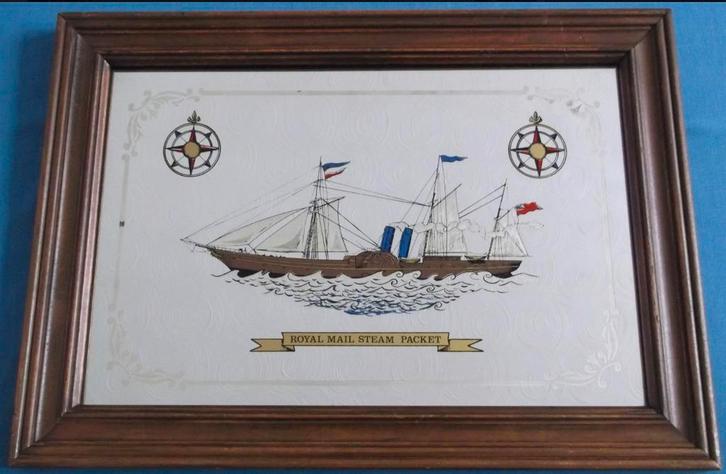Vintage reclamebord spiegel Royal Mail Packet Schip Shipping, Verzamelen, Scheepvaart, Zo goed als nieuw, Overige typen, Zeilboot