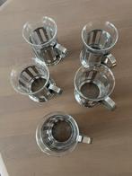 Theeglazen met metalen houder (5 stuks), Ophalen of Verzenden, Zo goed als nieuw