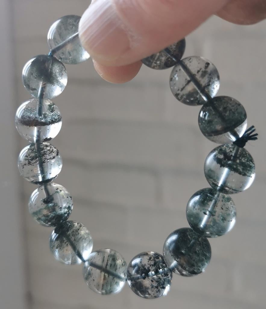Unieke Groene fantoom Kwarts Kralen Armband 15mm talisman, Verzamelen, Mineralen en Fossielen, Ophalen of Verzenden, Mineraal