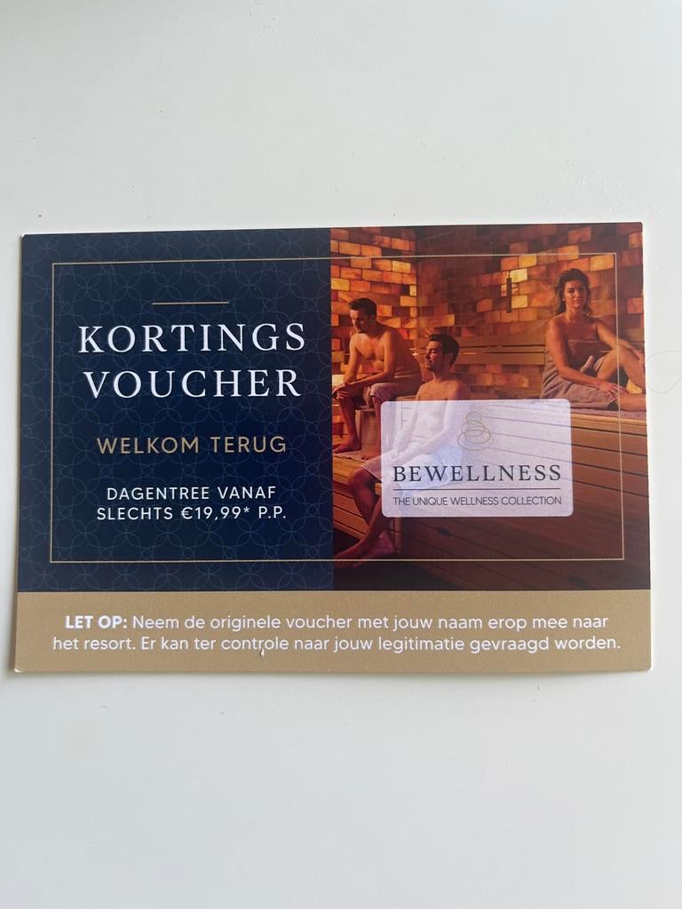 Saunabonnen 2 kortingsbonnen, Twee personen, Kortingsbon, Spa of Sauna