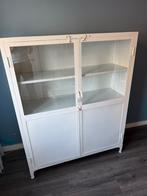 Metalen witte vitrinekast - 120x150x40 cm - Zo goed als nieu, Ophalen, 100 tot 150 cm, Zo goed als nieuw, Metaal
