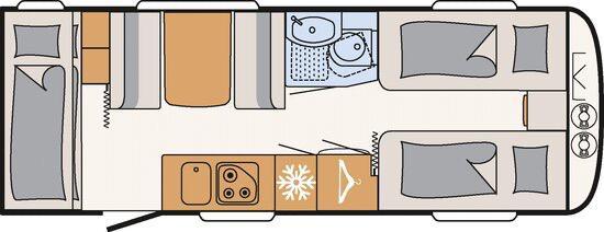 Dethleffs  Camper  560, Caravans en Kamperen, Caravans, Particulier, tot en met 6, 1250 - 1500 kg, Treinzit, Dethleffs, 2 aparte bedden