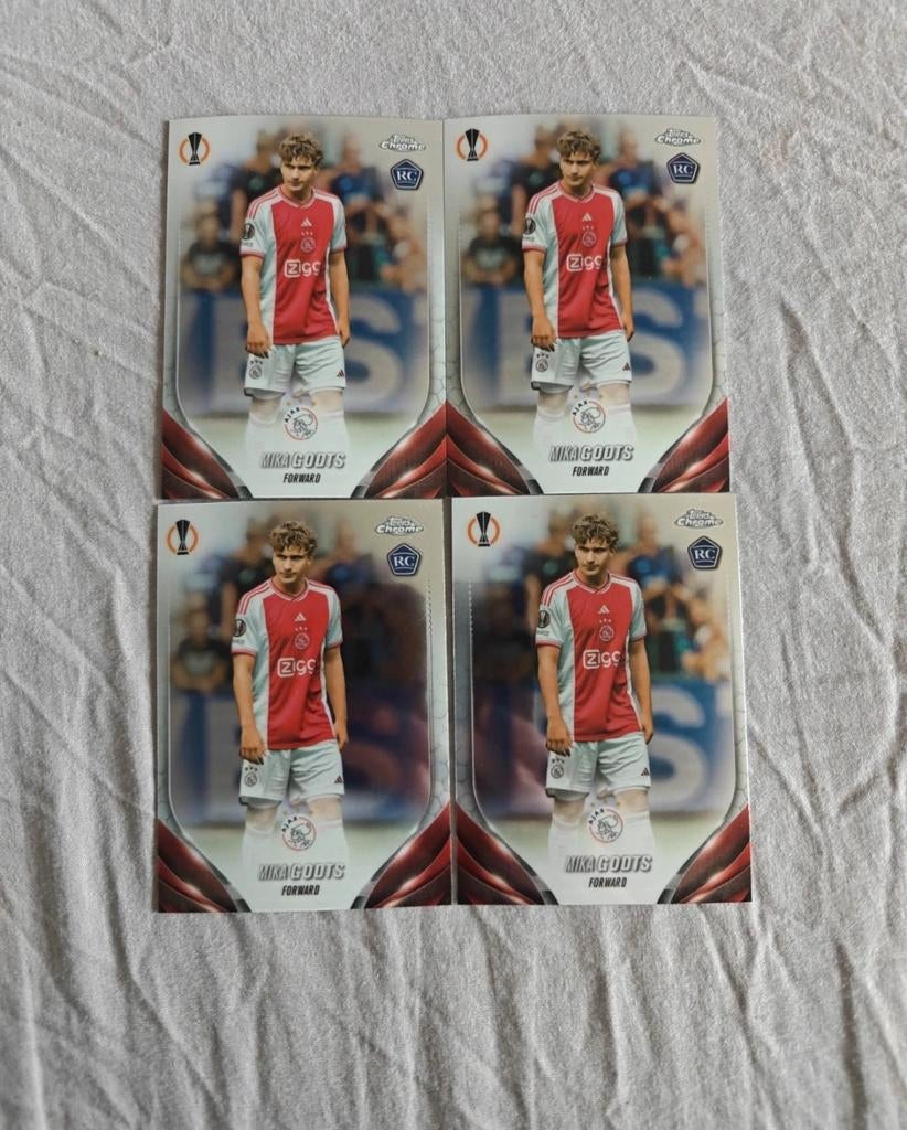 4x Mika Godts Rookie Kaart Ajax Topps Chrome Base, Ophalen of Verzenden, Nieuw, Ajax, Spelerskaart
