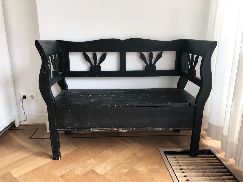 Bankje hout met klep, Kinderen en Baby's, Kinderkamer | Tafels en Stoelen, Ophalen, Gebruikt, Stoel(en)
