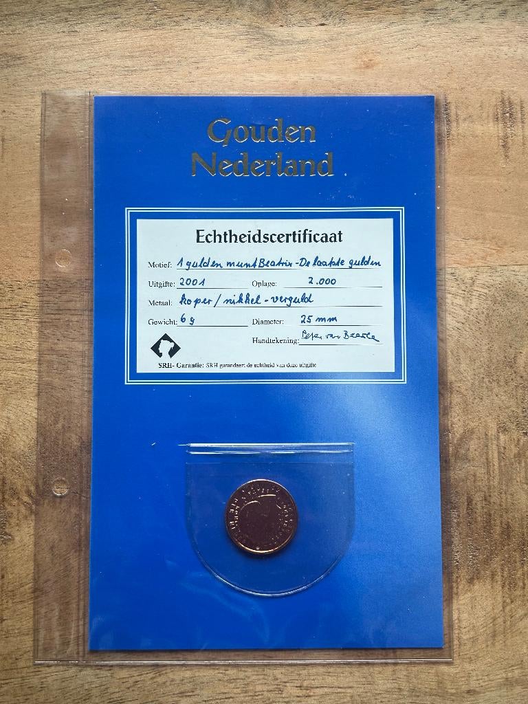 Gouden Nederland, 1 gulden munt Beatrix, Postzegels en Munten, Munten | Nederland, Ophalen of Verzenden, Koningin Beatrix, 5 gulden