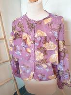 Zara paarse blouse met bloemenprint en ruches, Zara, Paars, Ophalen of Verzenden, Zo goed als nieuw