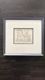 Ets 'Aangetast schoentje'’ met prachtige lijst, Antiek en Kunst, Ophalen of Verzenden